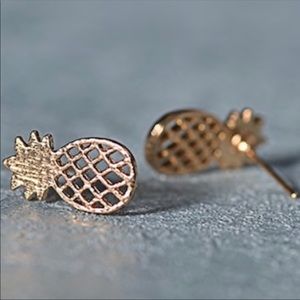 Gold Hollow Pineapple Stud Earrings